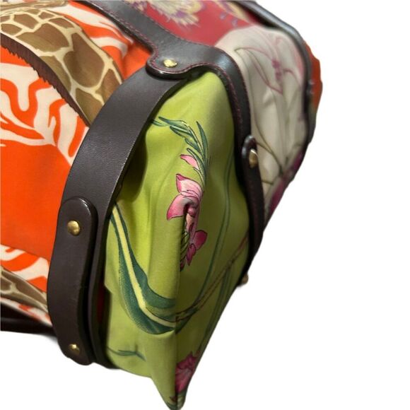 Salvatore Ferragamo Multicolor Fiera Print Nylon and Leather Tote Handbag - EUC - Picture 8 of 16